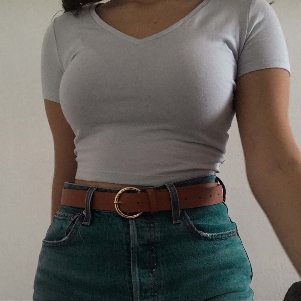 Wild Fable Baby Blue V Neck Crop Top
